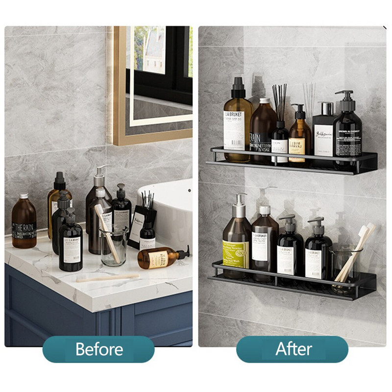 Raft de baie Raft de depozitare pentru duș Suport pentru șampon Raft organizator de toaletă montat pe perete Raft de colț din aluminiu Accesorii pentru baie