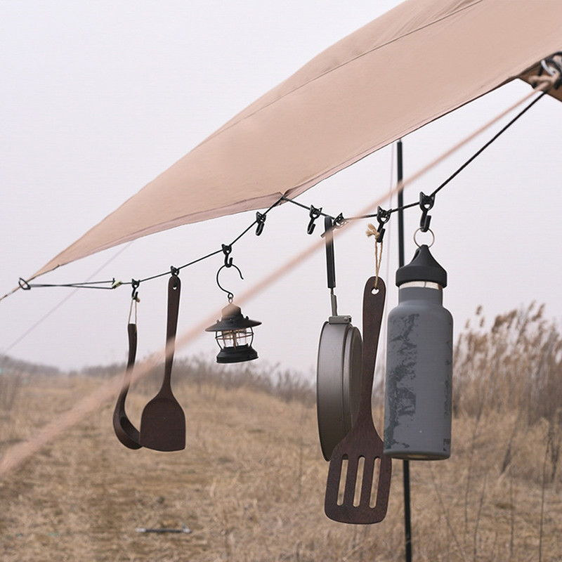 Utazási ruhazsinór kemping zsinór akasztó Utazási mosoda Ruhazsinór kültéri ruházati zsinór Kötél akasztókhoz Fényvisszaverő