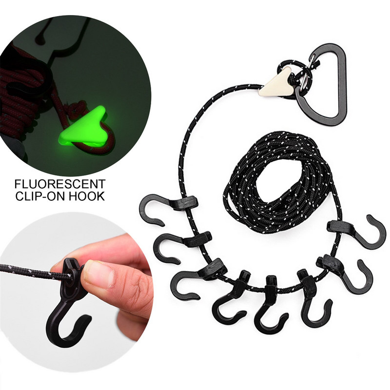 Utazási kötél állítható sátor Ruhazsinór kültéri szárításhoz Állítható kempingzsinór ruhaszárításhoz