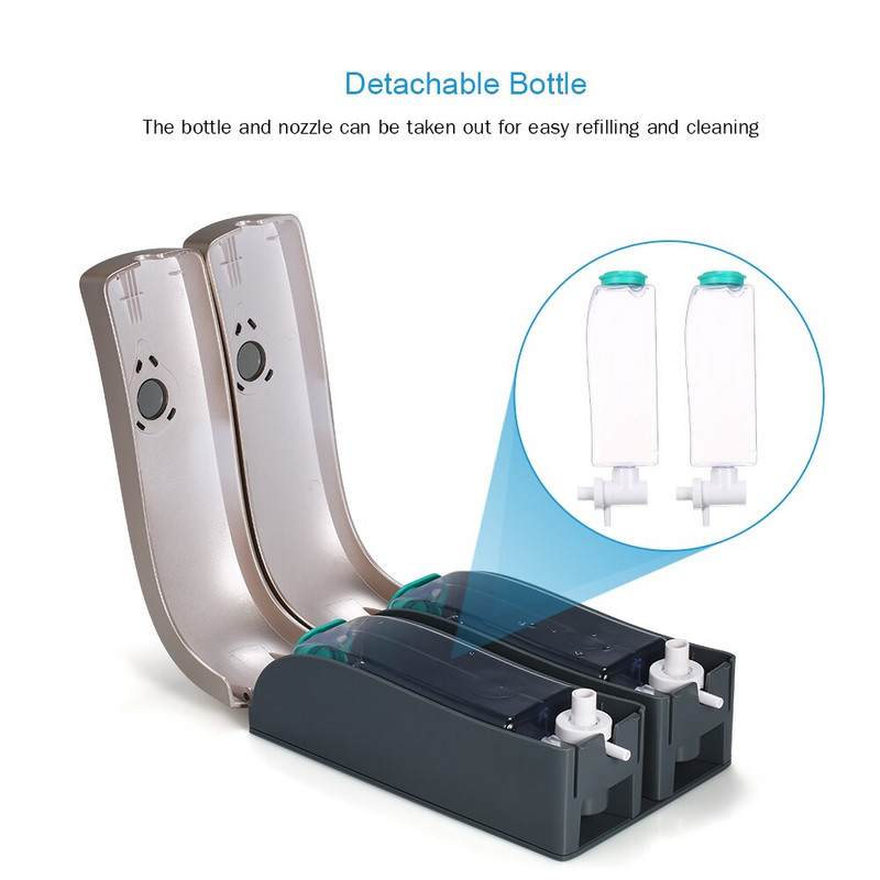 300 ml*2 Самозалепващ се дозатор за сапун и шампоан Стенен ръчен дозатор за сапун Душ гел за баня Държач за дозатор за течности