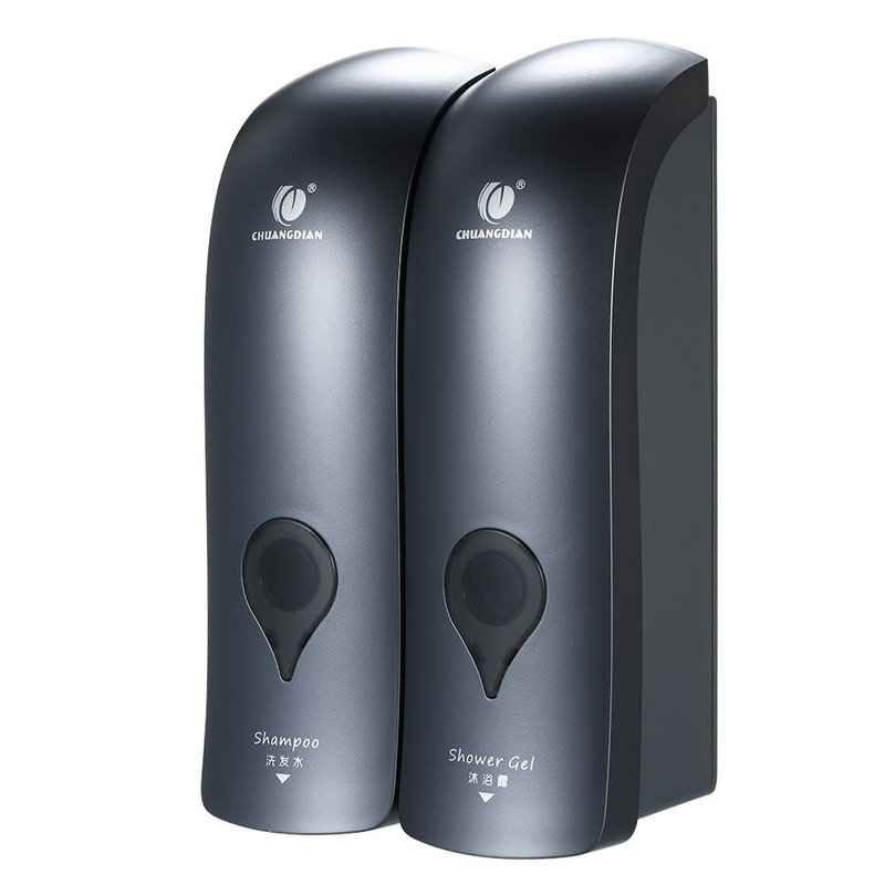 300 ml*2 Самозалепващ се дозатор за сапун и шампоан Стенен ръчен дозатор за сапун Душ гел за баня Държач за дозатор за течности