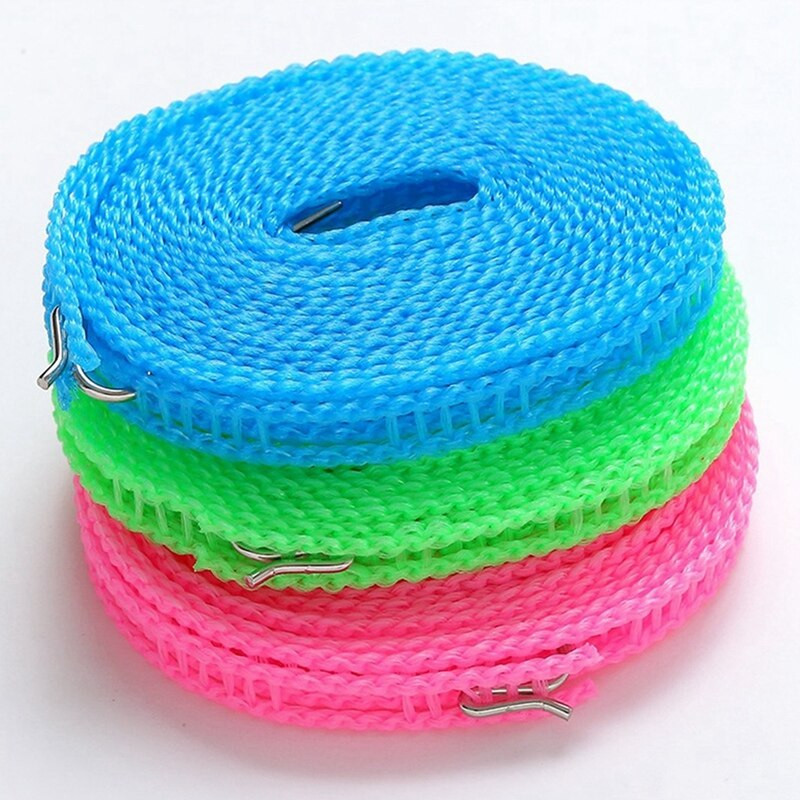 Snur de rufe portabil, antiderapant, rezistent la vânt, de tip gard, frânghie pentru uscare, frânghie, pentru călătorii în aer liber, 5 m 3 buc.