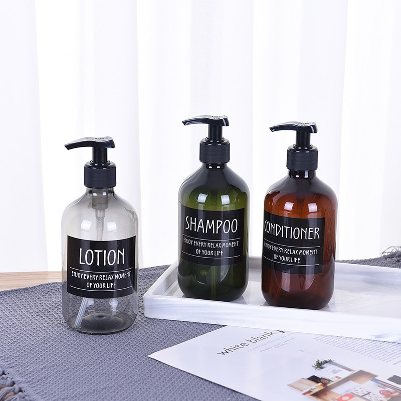 3 pakuotės muilo dozatoriaus buteliukai vonios kambariui, didelės talpos šampūno dušo želė buteliukai, pakartotinai užpildomas losjono indelis su etiketėmis