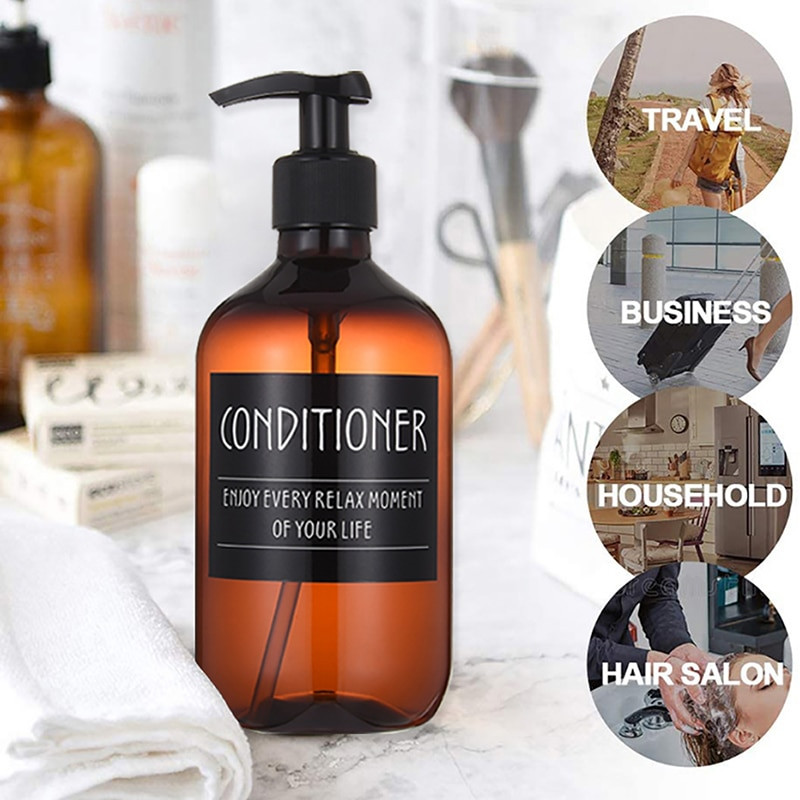 3 pakuotės muilo dozatoriaus buteliukai vonios kambariui, didelės talpos šampūno dušo želė buteliukai, pakartotinai užpildomas losjono indelis su etiketėmis