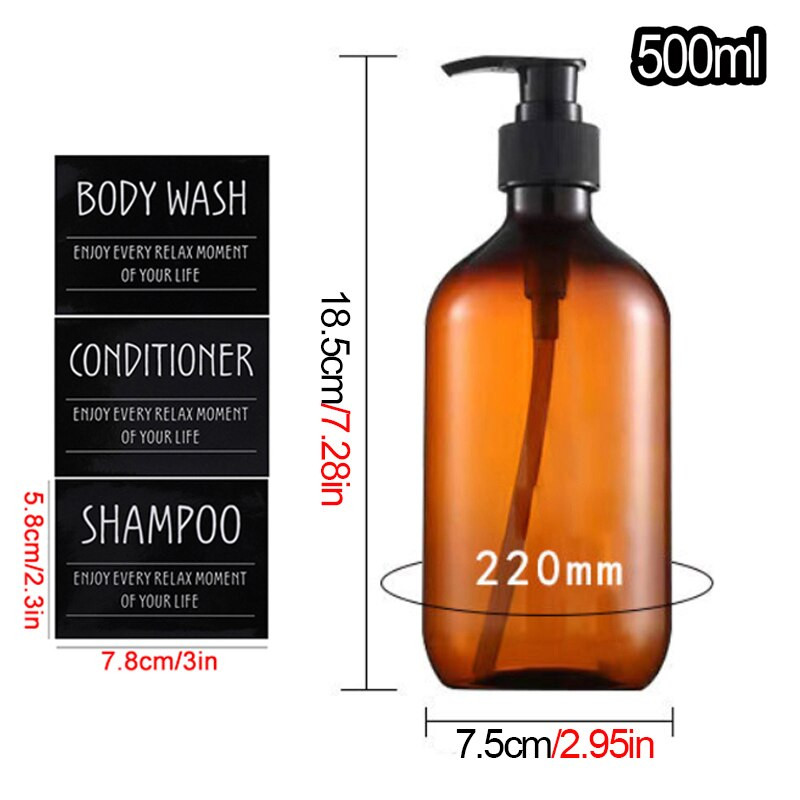3 pakuotės muilo dozatoriaus buteliukai vonios kambariui, didelės talpos šampūno dušo želė buteliukai, pakartotinai užpildomas losjono indelis su etiketėmis