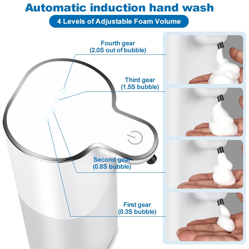 Automatikus érzékelős szappanadagoló Érintés nélküli infravörös érzékelő USB töltőhab folyékony szappanadagoló kézfertőtlenítő fürdőszobai