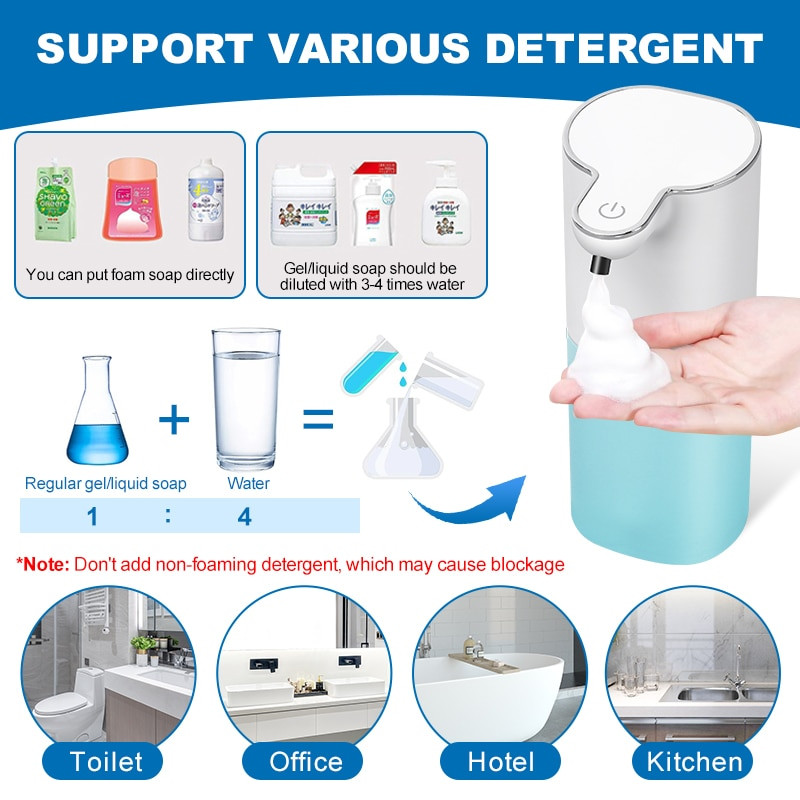 Automatikus érzékelős szappanadagoló Érintés nélküli infravörös érzékelő USB töltőhab folyékony szappanadagoló kézfertőtlenítő fürdőszobai