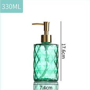 Dozator manual de săpun de 330 ml, din sticlă transparentă, pentru dezinfectant pentru mâini, recipient pentru sticle, sticla vid, set de dozator în formă de floare pentru baie