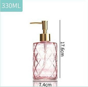 Dozator manual de săpun de 330 ml, din sticlă transparentă, pentru dezinfectant pentru mâini, recipient pentru sticle, sticla vid, set de dozator în formă de floare pentru baie