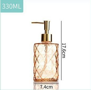 Dozator manual de săpun de 330 ml, din sticlă transparentă, pentru dezinfectant pentru mâini, recipient pentru sticle, sticla vid, set de dozator în formă de floare pentru baie