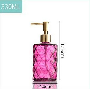 Dozator manual de săpun de 330 ml, din sticlă transparentă, pentru dezinfectant pentru mâini, recipient pentru sticle, sticla vid, set de dozator în formă de floare pentru baie