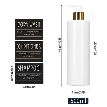 Δοχείο λευκού σαπουνιού 500 ml με μαύρες ετικέτες Σαμπουάν μπάνιου Body Wash Conditioner Dispenser Bottle Bath Organizer Θήκη