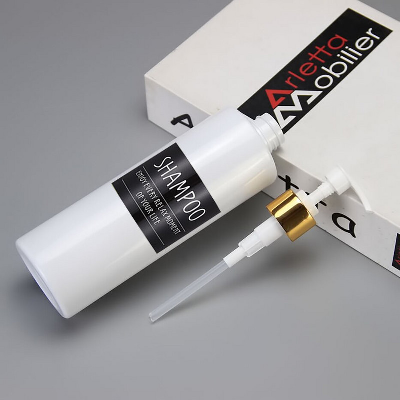500 ml balto muilo dozatorius su juodomis etiketėmis Vonios šampūnas Kūno prausiklis Kondicionierius dozatorius buteliukas Vonios laikiklio dėklas