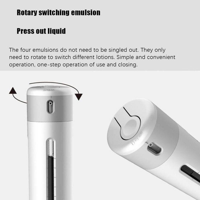 Travel Dispenser Split Bottle Sampon Lotion Tusfürdő Szappanpalack 4 az 1-ben Üres Alsópalack Prés Tartály Újratölthető Palackok