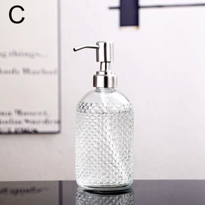 400 ml-es üveg Vintage kézi nyomású folyékony szappanadagoló fürdőszobai mosogató tartozék nagy kapacitású csúszásmentes fehér ezüst színű