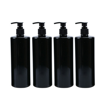 4 τεμ. επαναγεμιζόμενα 500 ml άδεια μπουκάλια αντλίας λοσιόν για σαμπουάν σαπουνιού τζελ σετ μπουκαλιών λοσιόν πίεσης μαύρου επίπεδου ώμου