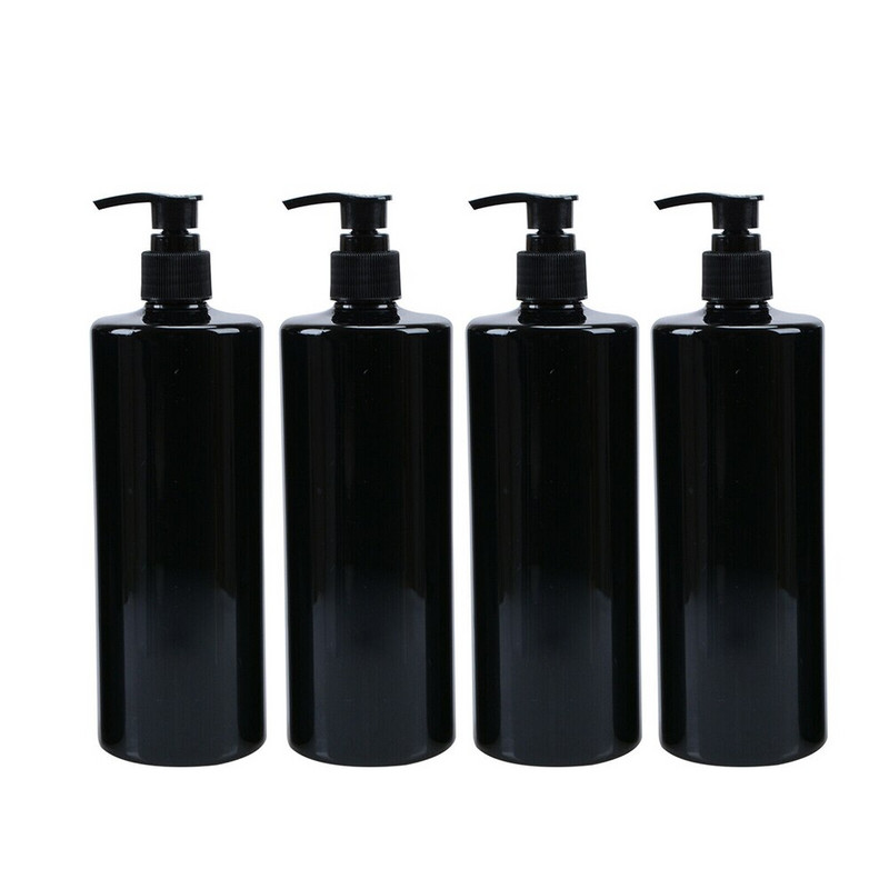 4db Újratölthető 500 ml-es üres lotion pumpás flakonok gél szappanadagoló samponhoz fekete lapos vállnyomó lotion palackkészlet