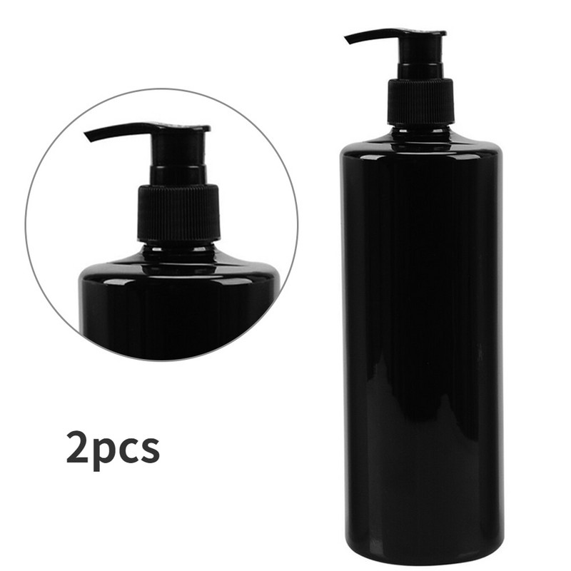 4db Újratölthető 500 ml-es üres lotion pumpás flakonok gél szappanadagoló samponhoz fekete lapos vállnyomó lotion palackkészlet