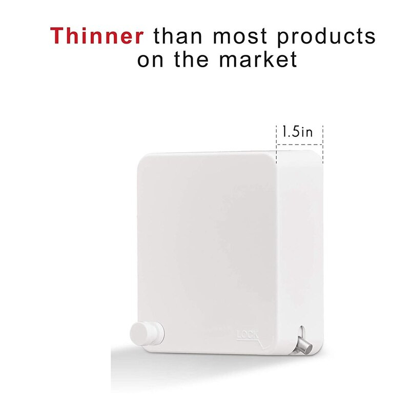 Cursă de rufe retractabilă, linie de uscare a rufelor rezistente, montată pe perete, linie de uscare din oțel inoxidabil, 15,8 picioare (alb)