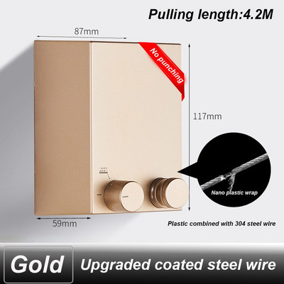 Bez bušenja Konop za rublje koji se može uvući Montiran na zid unutarnje vanjsko pranje odjeće Linija za sušenje rublja Balkon Nevidljivi konopci za sušenje