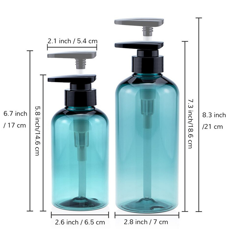 2Pcs Boce šampona za regeneraciju Punjive prazne plastične bočice za tuširanje sapuna Posuda za losion za kupaonicu 300ML/500ML