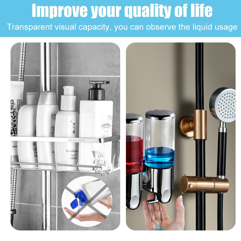 1-3 buc Dozator de săpun de baie de 500 ml Suport pentru dezinfectant pentru mâini Suport pe perete Dispenser de șampon lichid pentru duș Accesorii pentru baie