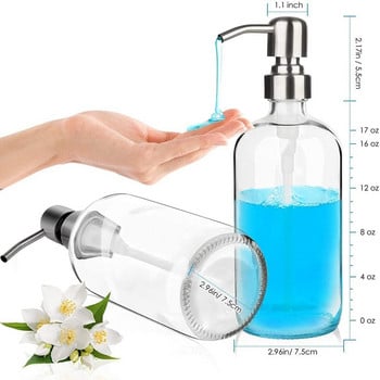 Glass Soap Dispenser With Pump - Dish Soap Dispenser For Kitchen, Bathroom Glass Soap Dispenser 2 Pack