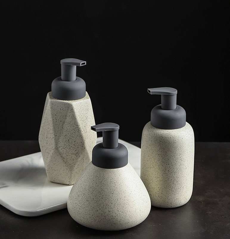 Fürdőszoba kerámia hab adagoló/nyomóhabpalack/buborékos szappanadagoló/porcelán tusfürdős flakon konyhába 360ml