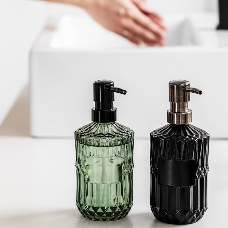 Üvegápoló palack kézi présszappan adagoló palack tölthető tusfürdő sampon palackok fürdőszoba konyhához