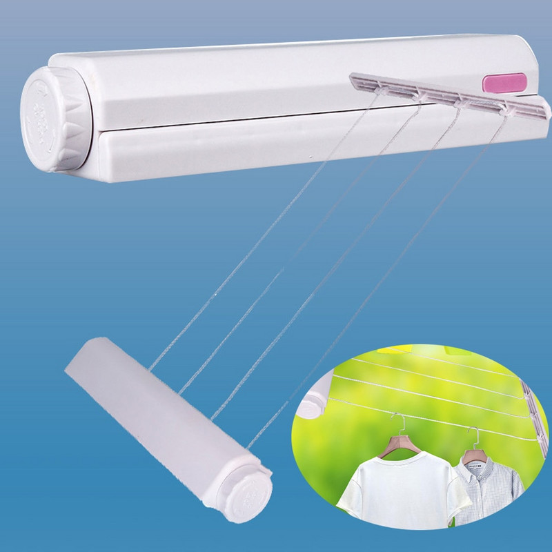 Nailono sienoje montuojama vidaus drabužių linija, ištraukiama skalbinių kabykla Džiovinimo rankšluosčių kabykla, lanksti virvė