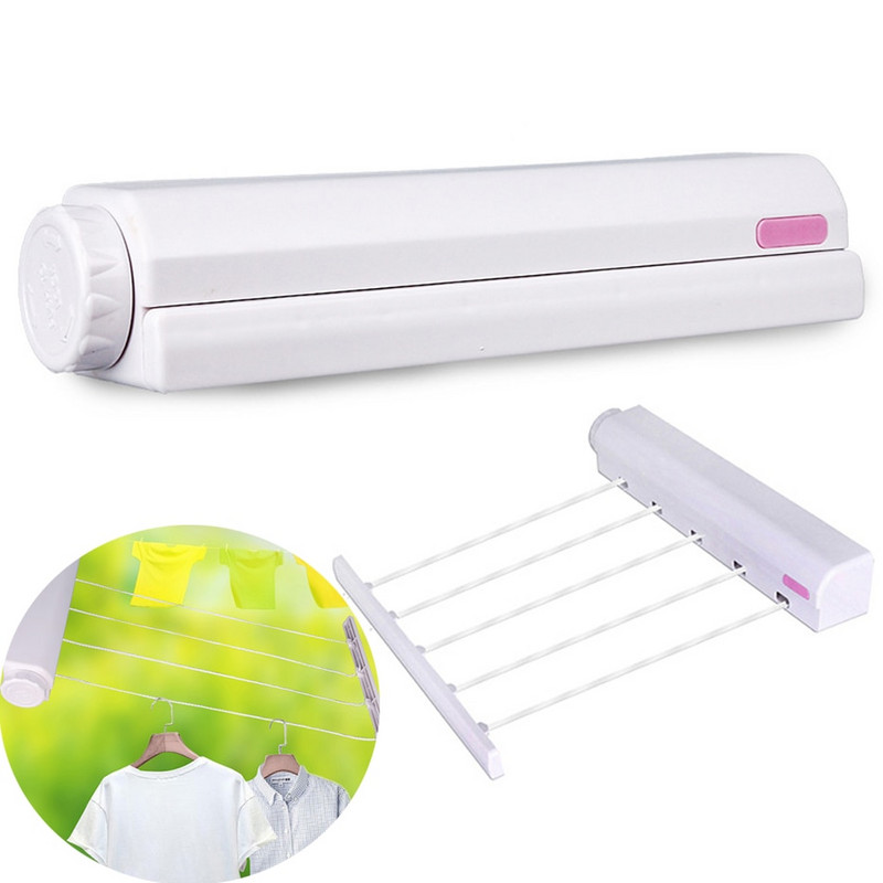 Nailono sienoje montuojama vidaus drabužių linija, ištraukiama skalbinių kabykla Džiovinimo rankšluosčių kabykla, lanksti virvė