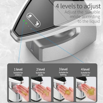 PUPWONG Дозатор за сапун Автоматичен допир Автоматичен интелигентен сензор Течен дозатор за дезинфектант за ръце за кухня Баня