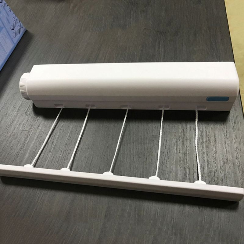 Linie de haine 4/5 montată pe perete Umeraș de rufe retractabil pentru interior și exterior Suport de uscare pentru rufe Frânghie