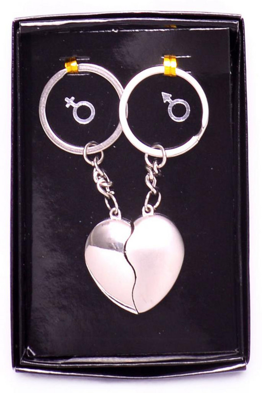 Ключодържатели Ahelos, Сърца, Комплект 2 броя, Сребристи