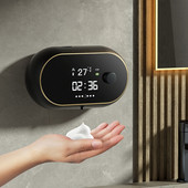 450 ml LED skaitmeninio ekrano muilo balionėlis, automatinis infraraudonųjų spindulių putplasčio muilo dozatorius, USB įkrovimas prie sienos tvirtinami vonios kambario priedai