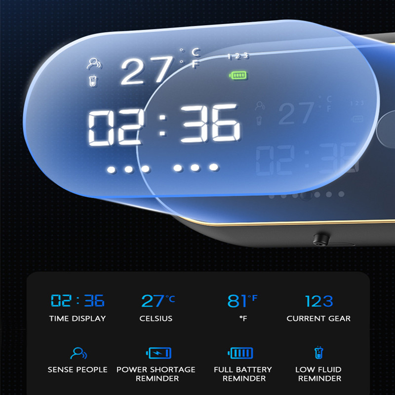 450 ml LED skaitmeninio ekrano muilo balionėlis, automatinis infraraudonųjų spindulių putplasčio muilo dozatorius, USB įkrovimas prie sienos tvirtinami vonios kambario priedai