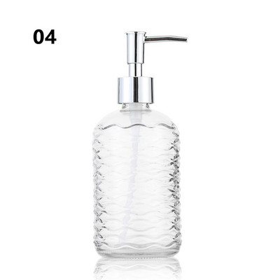 450 ml Stiklo Vintage rankinio slėgio skysto muilo dozatorius Vonios kriauklės priedas Didelės talpos neslystantis baltas sidabras