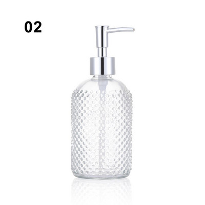 450 ml Stiklo Vintage rankinio slėgio skysto muilo dozatorius Vonios kriauklės priedas Didelės talpos neslystantis baltas sidabras