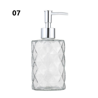 450 ml Stiklo Vintage rankinio slėgio skysto muilo dozatorius Vonios kriauklės priedas Didelės talpos neslystantis baltas sidabras