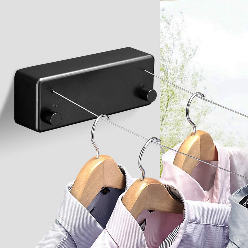 Carcasă retractabilă din ABS + uscător din aluminiu cu șnur dublu reglabil din oțel inoxidabil, montat pe perete.