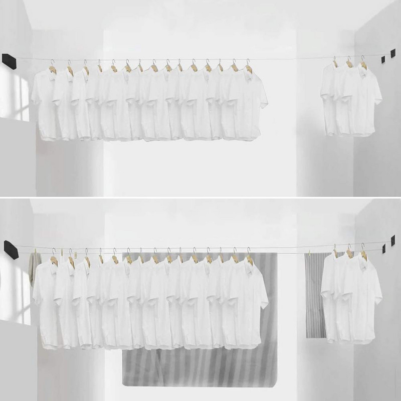 Carcasă retractabilă din ABS + uscător din aluminiu cu șnur dublu reglabil din oțel inoxidabil, montat pe perete.