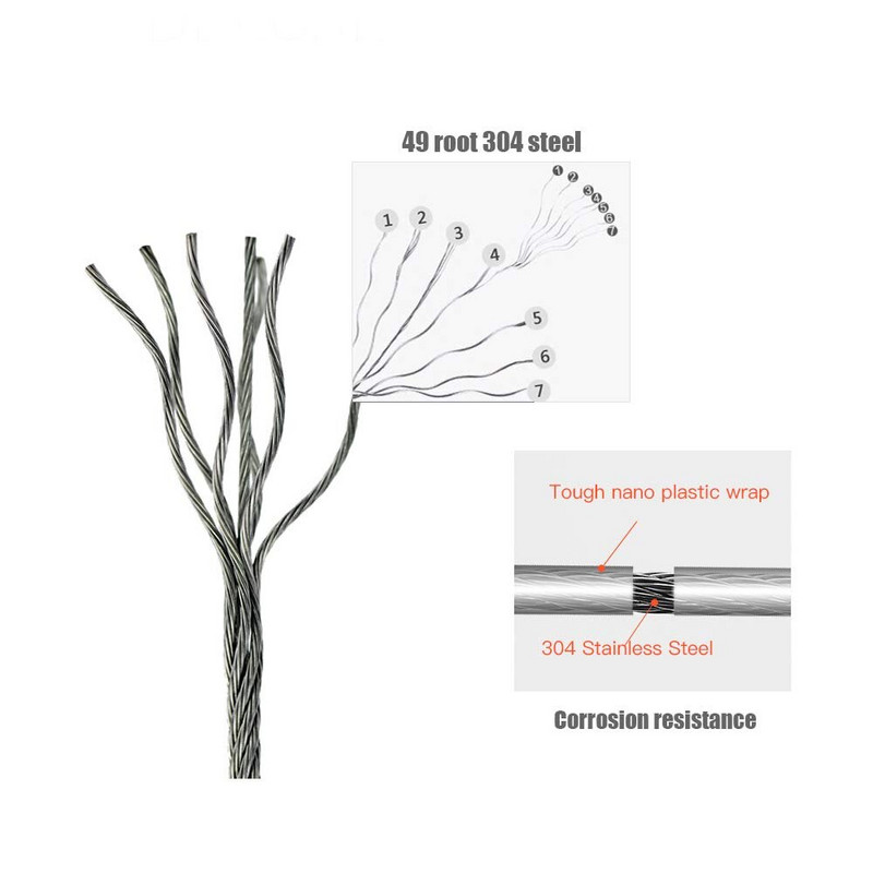 Carcasă retractabilă din ABS + uscător din aluminiu cu șnur dublu reglabil din oțel inoxidabil, montat pe perete.