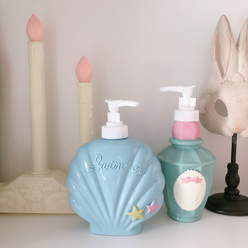 Cute Shell parfüm alakú fürdőszoba samponos flakon 250 ml/350 ml szappanadagoló testápoló hajbalzsam újratölthető flakon