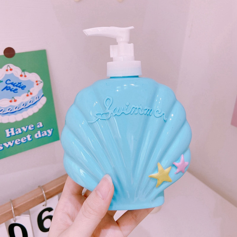 Cute Shell parfüm alakú fürdőszoba samponos flakon 250 ml/350 ml szappanadagoló testápoló hajbalzsam újratölthető flakon