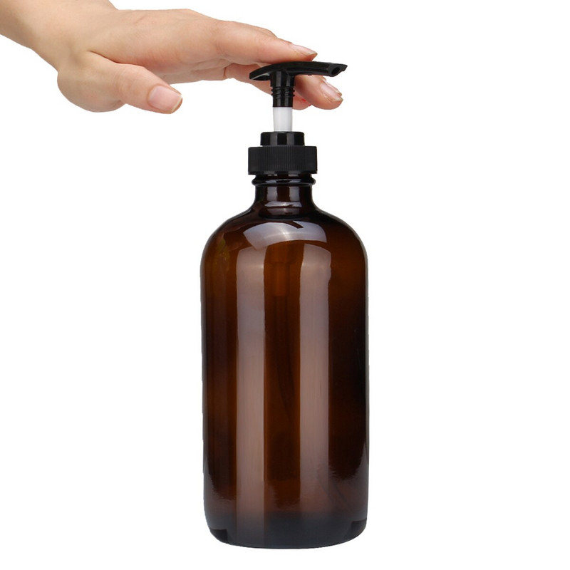 Barna üvegszappan adagoló 250 ml 500 ml-es fürdőszobai kiszállító flakon samponhoz tusfürdős hajbalzsam Simple Press pumpás flakon