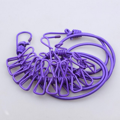 174 cm-es elasztikus mosókötél 12 kapcsos utazási hordozható, kihúzható ruhakötél Otthoni zoknik Fehérnemű Ruhaakasztó