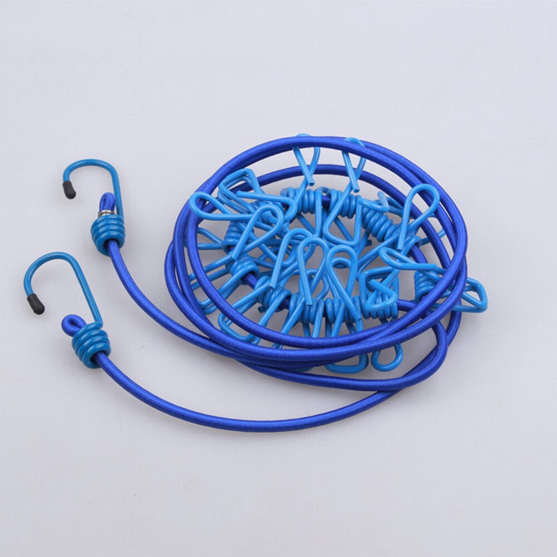 174 cm-es elasztikus mosókötél 12 kapcsos utazási hordozható, kihúzható ruhakötél Otthoni zoknik Fehérnemű Ruhaakasztó