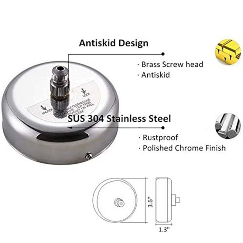 Állítható beltéri kültéri tartós, lyukasztás nélküli ruhaszál rozsdamentes acél drót teleszkópos