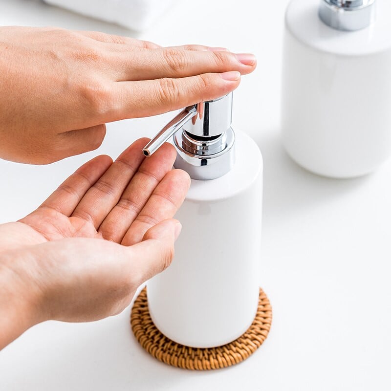 Fürdőszoba kerámia tusfürdő samponos flakon 300-450 ml fehér kerámia emulziós adagoló flakon kézi szappanadagoló konyhába