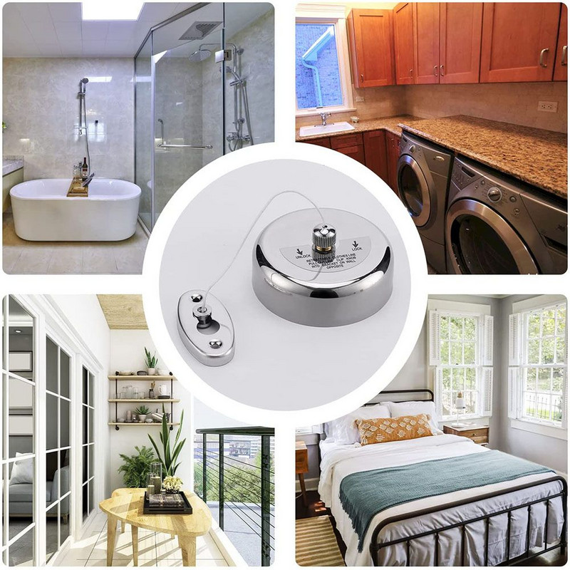 Állítható ruházati zsinór beltéri kültéri rozsdamentes acél drót teleszkópos zsinór lyukasztás nélkül